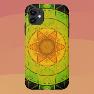 Mozaïek Mandala Bloem Groen Sinaasappel en Zwart Case-Mate iPhone Case