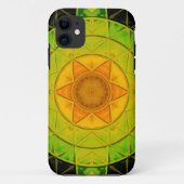 Mozaïek Mandala Bloem Groen Sinaasappel en Zwart Case-Mate iPhone Case (Achterkant)