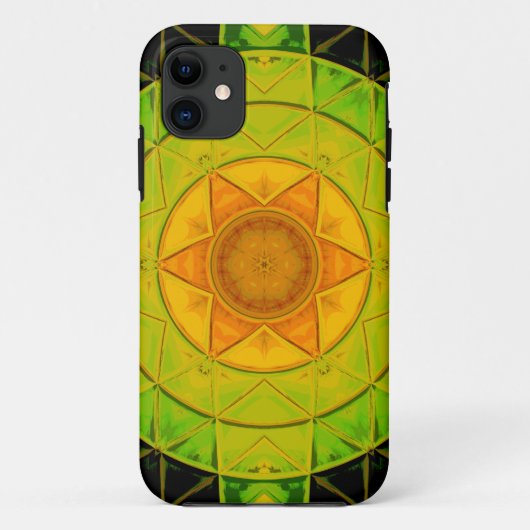 Mozaïek Mandala Bloem Groen Sinaasappel en Zwart Case-Mate iPhone Case (Achterkant)