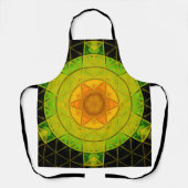 Mozaïek Mandala Bloem Groen Sinaasappel en Zwart Schort (Voorkant)