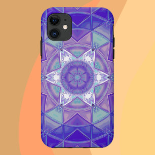 Mozaïek Mandala Bloem Paarse Blauw en Wit Case-Mate iPhone Case