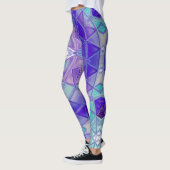 Mozaïek Mandala Bloem Paarse Blauw en Wit Leggings (Links)