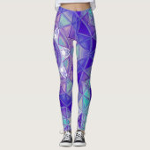 Mozaïek Mandala Bloem Paarse Blauw en Wit Leggings (Voorkant)