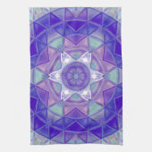 Mozaïek Mandala Bloem Paarse Blauw en Wit Theedoek (Verticaal)