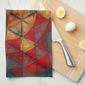 Mozaïek Mandala Bloem Rood Blauw en Geel Theedoek (Quarter Fold)