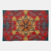Mozaïek Mandala Bloem Rood Blauw en Geel Theedoek (Horizontaal)