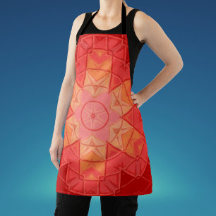 Mozaïek Mandala Bloem Rood en Sinaasappel Schort