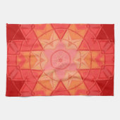 Mozaïek Mandala Bloem Rood en Sinaasappel Theedoek (Horizontaal)