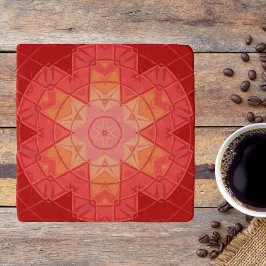 Mozaïek Mandala Bloem Rood en Sinaasappel Trivet