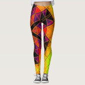 Mozaïek Mandala Bloem Rood Paarse en Sinaasappel Leggings (Voorkant)