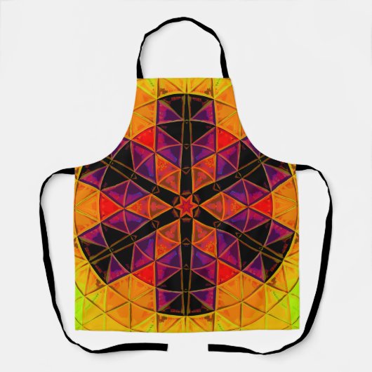 Mozaïek Mandala Bloem Rood Paarse en Sinaasappel Schort (Voorkant)