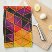 Mozaïek Mandala Bloem Rood Paarse en Sinaasappel Theedoek (Quarter Fold)