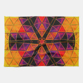 Mozaïek Mandala Bloem Rood Paarse en Sinaasappel Theedoek (Horizontaal)