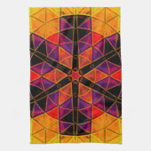 Mozaïek Mandala Bloem Rood Paarse en Sinaasappel Theedoek (Verticaal)