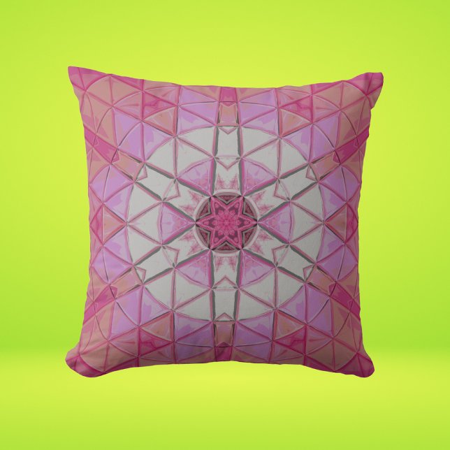 Mozaïek Mandala Bloem Roze en Wit Kussen (Creator heeft geüpload)