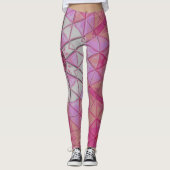Mozaïek Mandala Bloem Roze en Wit Leggings (Voorkant)