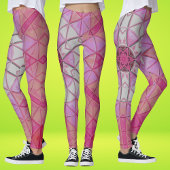 Mozaïek Mandala Bloem Roze en Wit Leggings