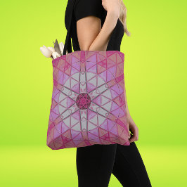 Mozaïek Mandala Bloem Roze en Wit Tote Bag