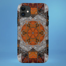 Mozaïek Mandala Bloem Sinaasappel Wit en Zwart