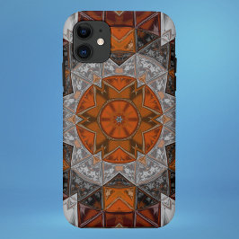 Mozaïek Mandala Bloem Sinaasappel Wit en Zwart Case-Mate iPhone Case