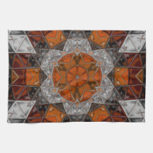 Mozaïek Mandala Bloem Sinaasappel Wit en Zwart