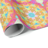 Mozaïek Mandala geel roze en blauw Cadeaupapier (Rol Hoek)