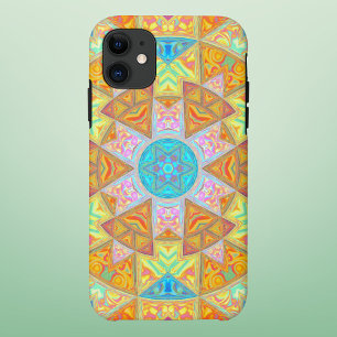 Mozaïek Mandala geel roze en blauw Case-Mate iPhone Case