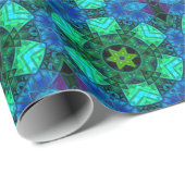 Mozaïek Mandala groen en blauw Cadeaupapier (Rol Hoek)
