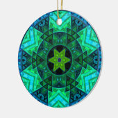 Mozaïek Mandala groen en blauw Keramisch Ornament (Links)