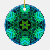 Mozaïek Mandala groen en blauw Keramisch Ornament (Achterkant)