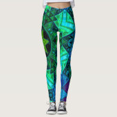Mozaïek Mandala groen en blauw Leggings (Voorkant)