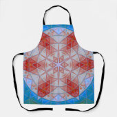 Mozaïek Mandala rood wit en blauw Schort (Voorkant)