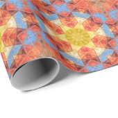 Mozaïek Mandala Sinaasappel blauw en geel Cadeaupapier (Rol Hoek)