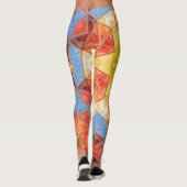 Mozaïek Mandala Sinaasappel blauw en geel Leggings (Achterkant)