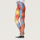 Mozaïek Mandala Sinaasappel blauw en geel Leggings (Links)