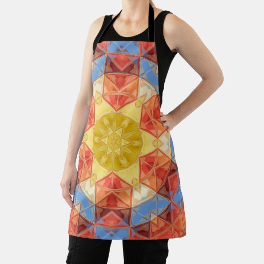 Mozaïek Mandala Sinaasappel blauw en geel Schort (Insitu)