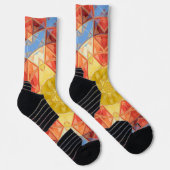 Mozaïek Mandala Sinaasappel blauw en geel Sokken (Rechts)