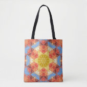 Mozaïek Mandala Sinaasappel blauw en geel Tote Bag (Voorkant)