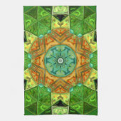 Mozaïek Mandala Sinaasappel en Groen Theedoek (Verticaal)