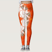 Mozaïek Mandala Sinaasappel en wit Leggings (Voorkant)