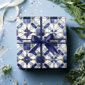 Mozaïek Marokkaanse Tegel Patroon#2 Blauw Wit ID10 Cadeaupapier