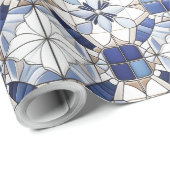 Mozaïek Marokkaanse Tegel Patroon#2 Blauw Wit ID10 Cadeaupapier (Rol Hoek)