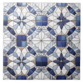 Mozaïek Marokkaanse Tegel Patroon#2 Blauw Wit ID10 Tegeltje (Voorkant)