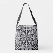 Mozaïek Marokkaanse Tegel Patroon in zwart-wit Crossbody Tas (Achterkant)