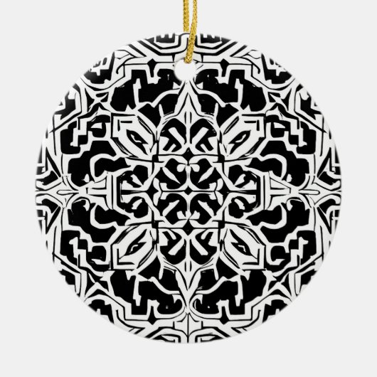 Mozaïek Marokkaanse Tegel Patroon in zwart-wit Keramisch Ornament (Voorkant)