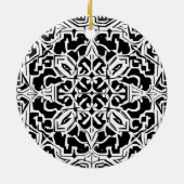 Mozaïek Marokkaanse Tegel Patroon in zwart-wit Keramisch Ornament (Achterkant)