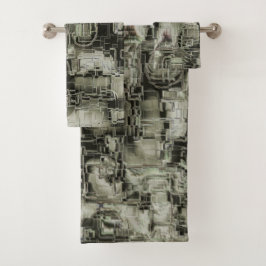 mozaïek met abstract afbeelding in grijze tinten bad handdoek