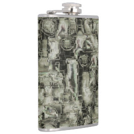 mozaïek met abstract afbeelding in grijze tinten heupfles