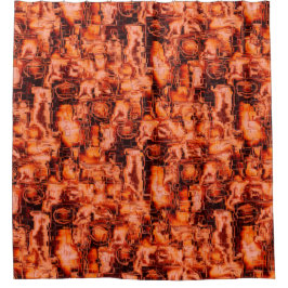 mozaïek met abstract afbeelding in koraalschoppen douchegordijn