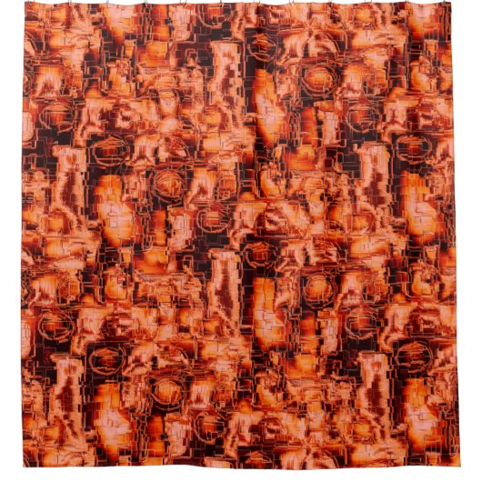 mozaïek met abstract afbeelding in koraalschoppen douchegordijn (Voorkant)